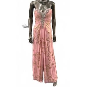 NEW DECODE 1.8 women's sweetheart strapless gown in blush gold